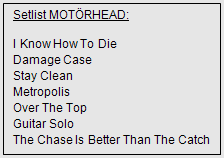 Setlist Motörhead