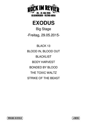 Setlist Exodus © www.Rock-im-Revier.de