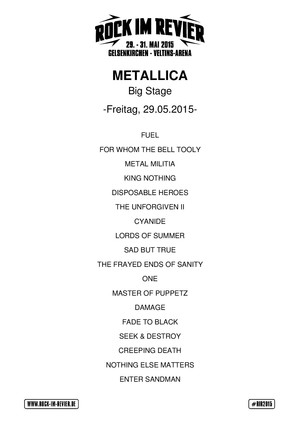 Setlist Metallica © www.Rock-im-Revier.de