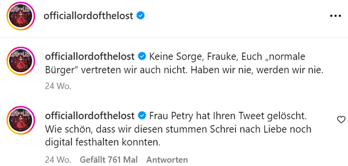 LORD OF THE LOST antworten Frauke Petry